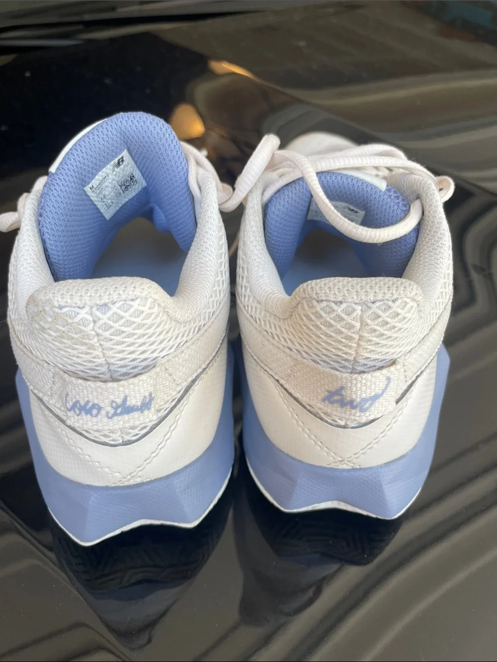 New Balance White and Light Blue Women's Athletic Sneakers